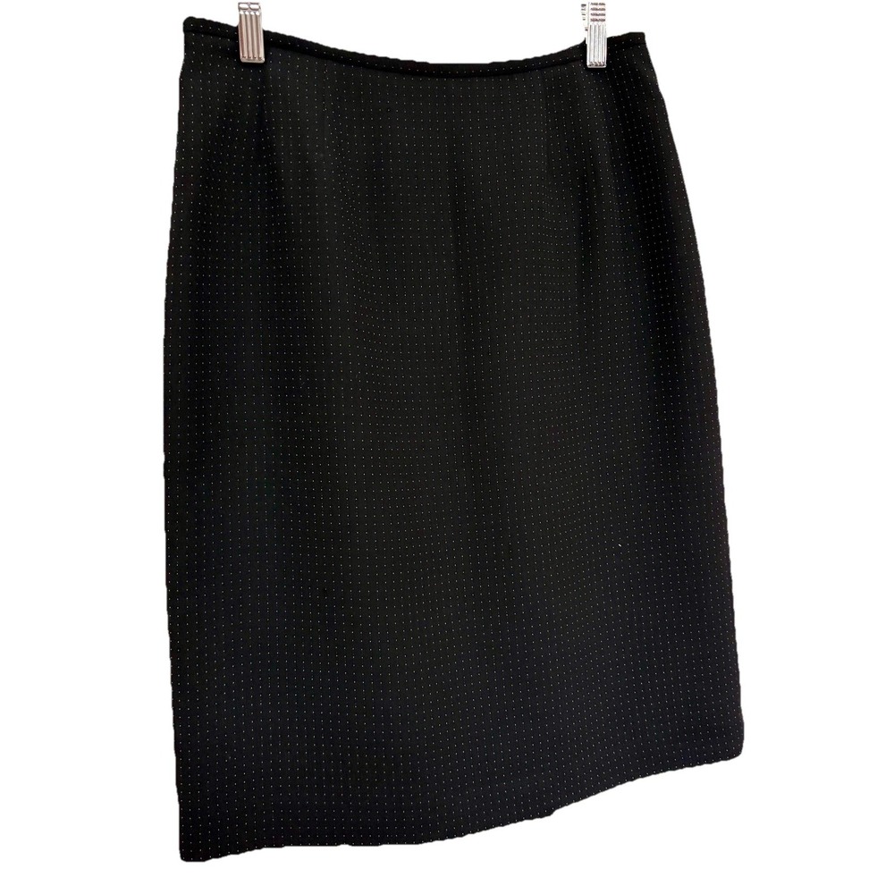 Black Straight Skirt Le suit 6P Lined Knee Length Geometric Dot Classic Career